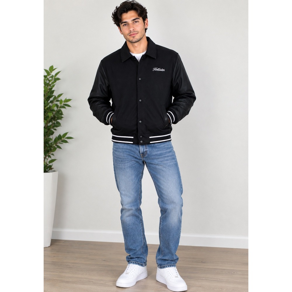 Hollister Mens Varsity Bomber Jacket